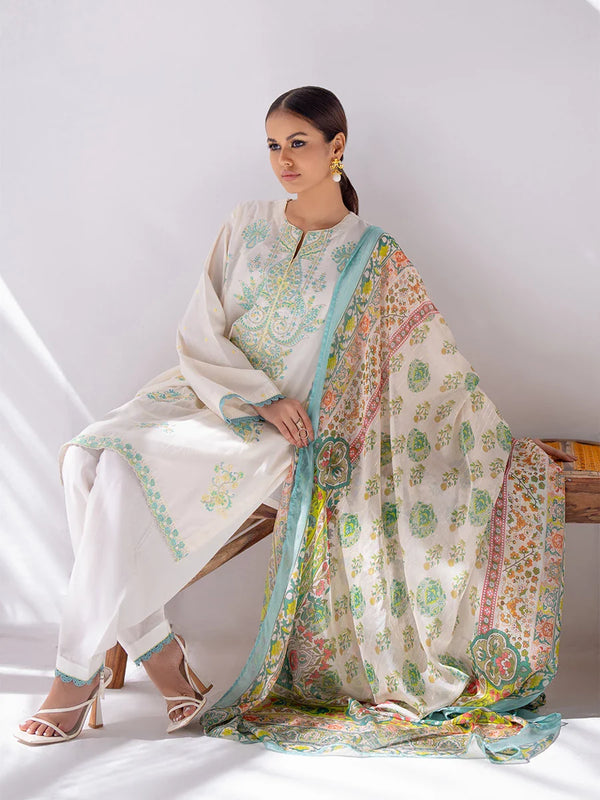 3Pc Stitched Embroidered Casual Dress