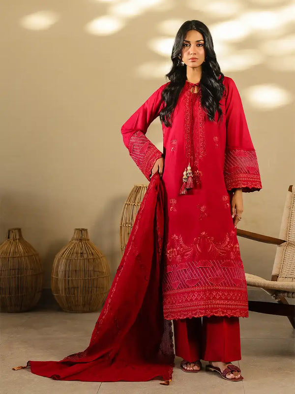 3PC Unstitched Embroidered Lawn Suit (ALM072)