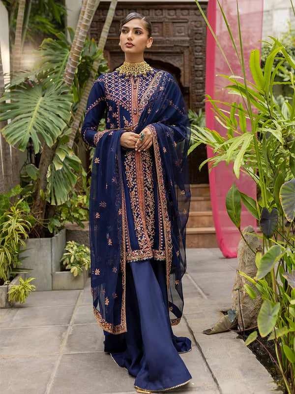 3PC Stitched Poly Net Embroidered Suit (AN35)