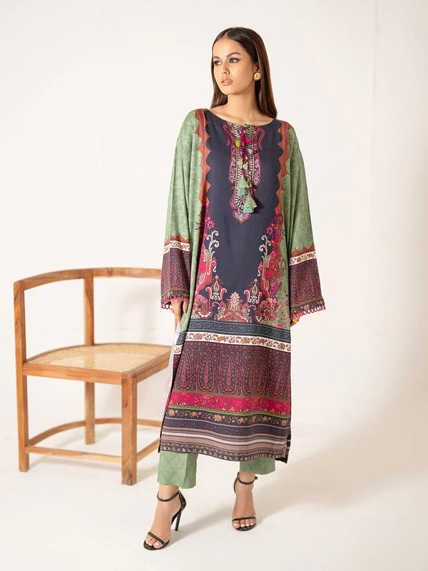 2PC Stitched Printed Cottel Casual Dress (AP018)