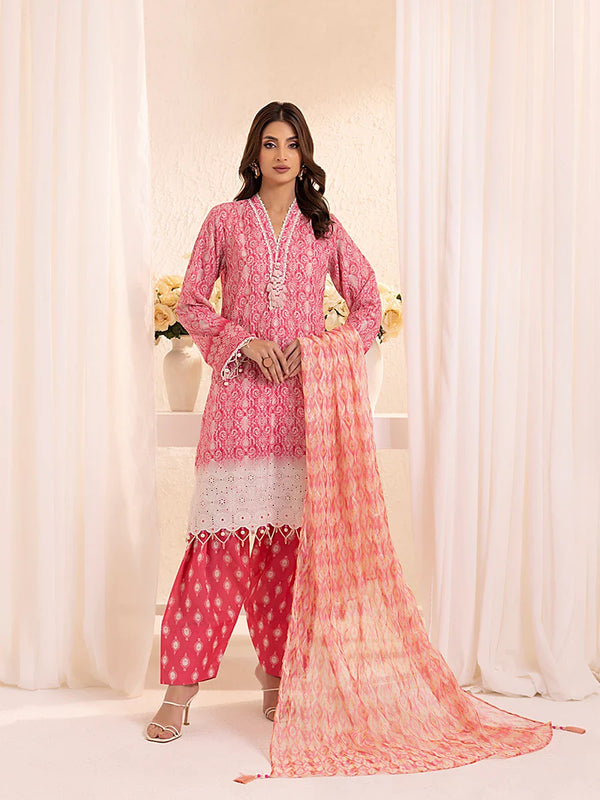 3PC UNSTITCHED PRINTKARI EMBROIDERED SUIT (CK018)