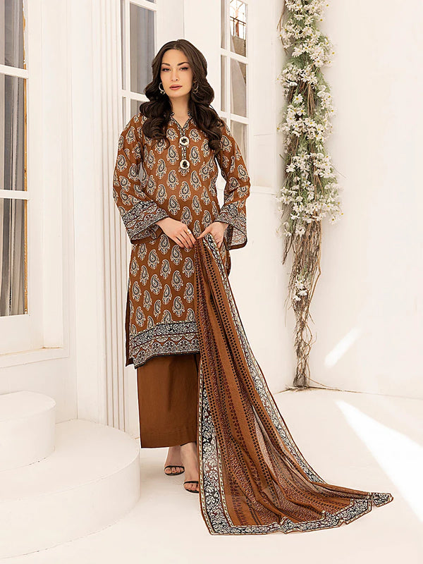 3PC Unstitched Printed Lawn Suit