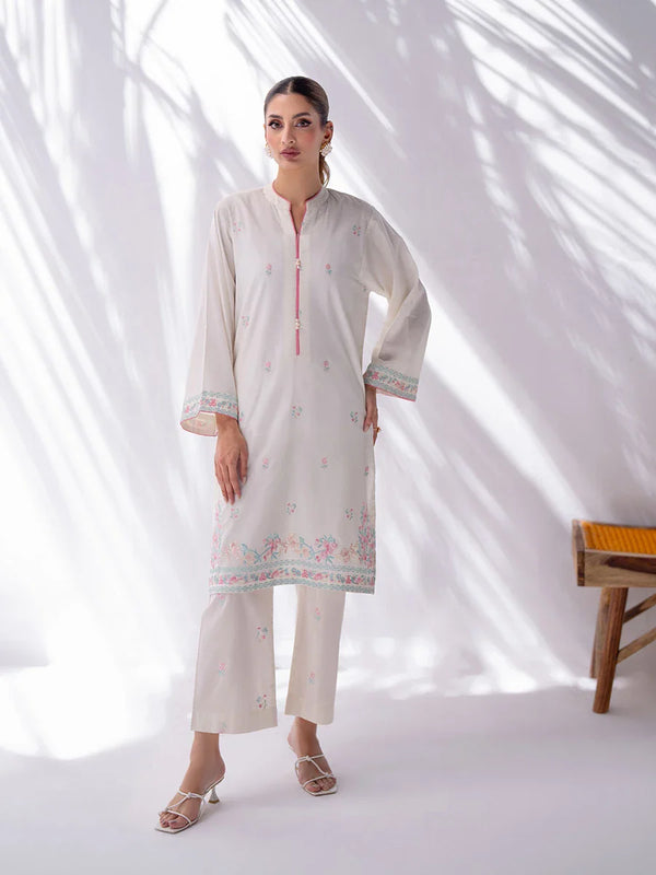 2PC Stitched Basic Embroidered Cambric Suit