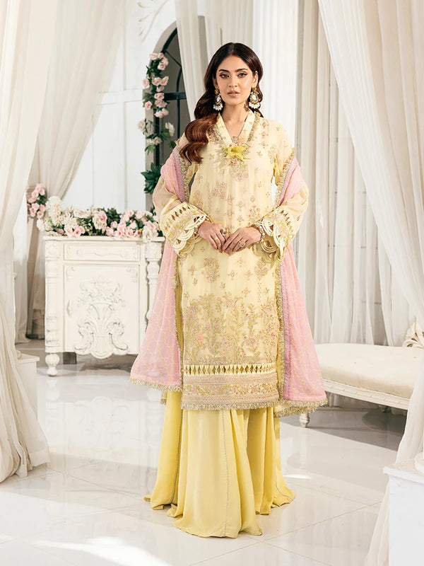 3PC Unstitched Chiffon Embroidered Suit (CH040)