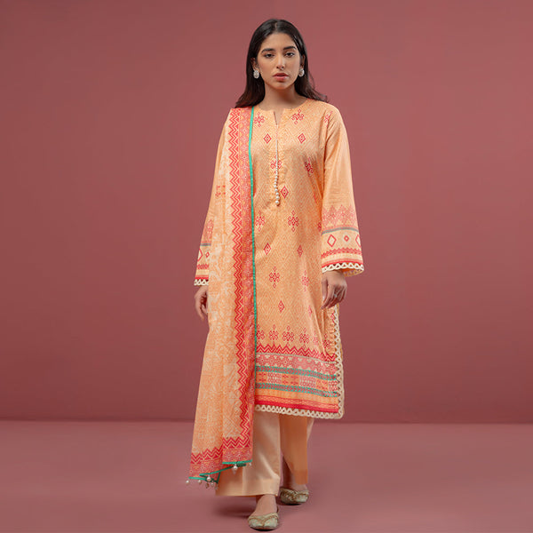 3PC Unstitched Printed Cambric Suit