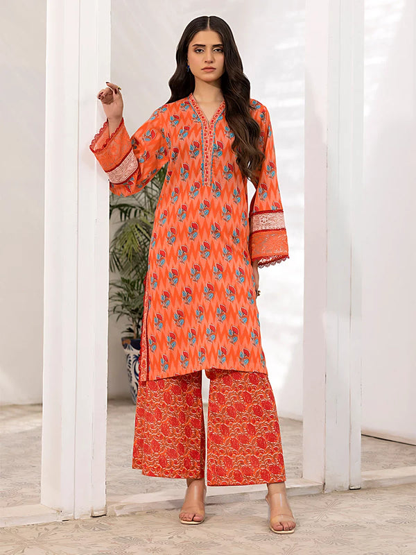 2PC Stitched Cross Hatch Embroidered Suit (SPL2PEC037)