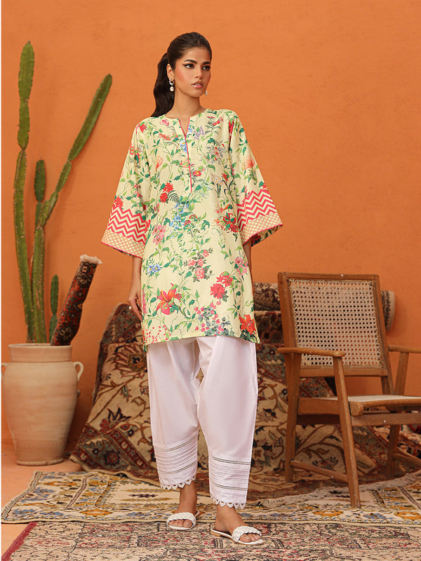 1pc - Stitched Basic Printed Texture Lawn Shirt