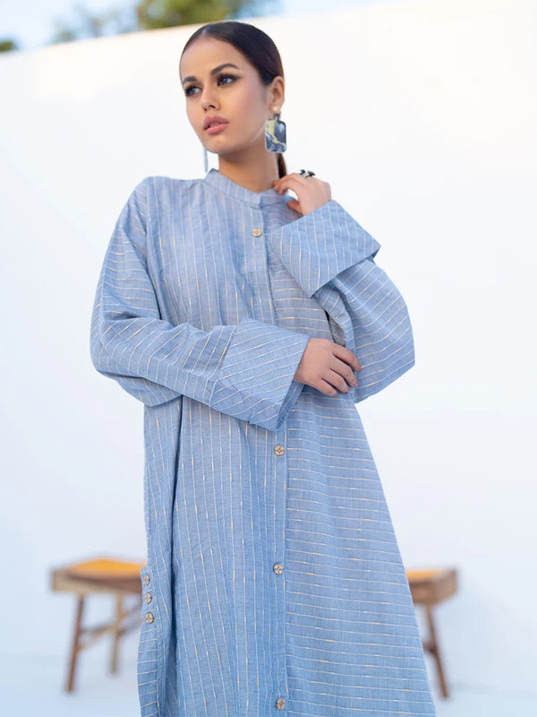 2Pc Stitched Printed Lineing Zari Dress