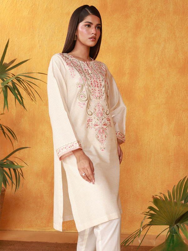 1Pc Stitched Basic Signature Embroidered Texture Lawn Shirt