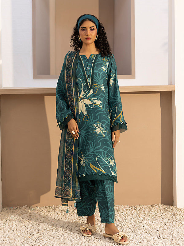 3pc Unstitched Printed Silk Lawn Suit (ASI049)
