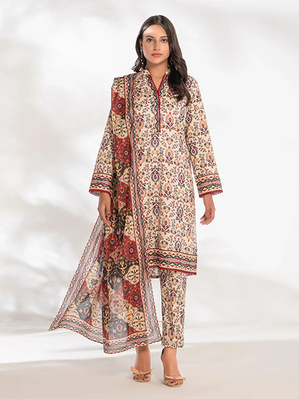 3pc Unstitched Printed Cambric Suit