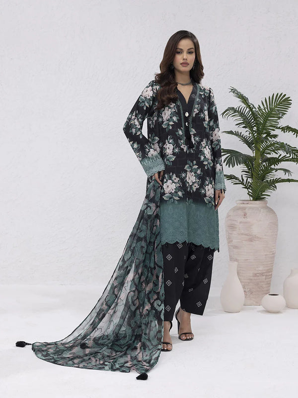 3PC UNSTITCHED PRINTKARI EMBROIDERED SUIT