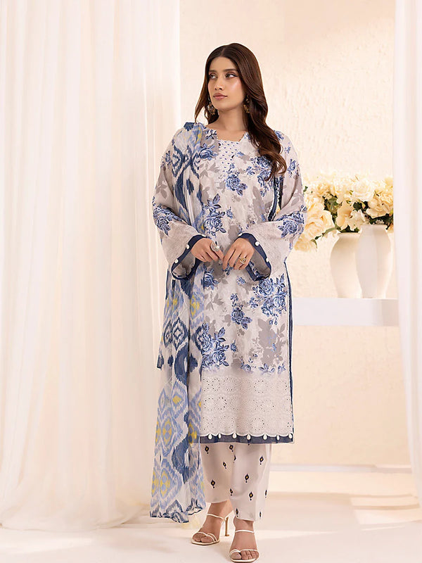 3PC UNSTITCHED PRINTKARI EMBROIDERED SUIT (CK017)