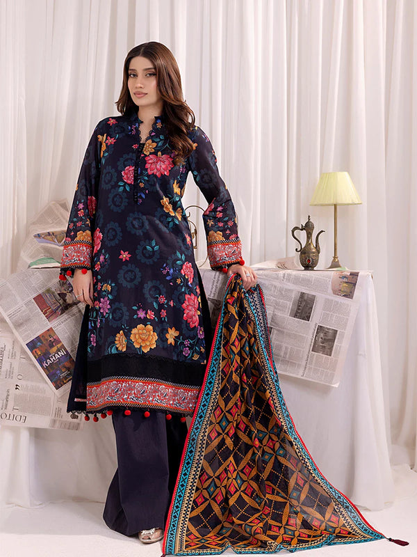 3PC Unstitched Printed Lawn Suit