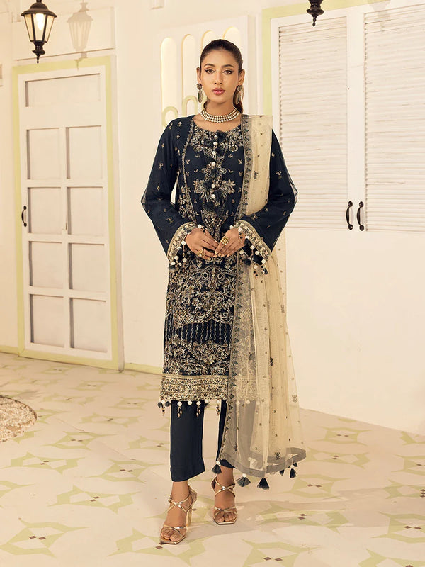 3PC Unstitched Festive Embroidered Suit (NO006)