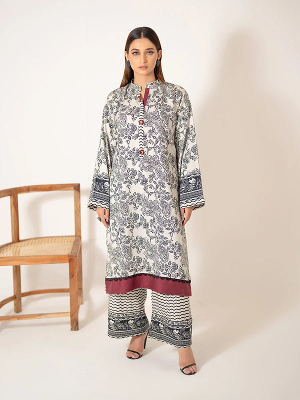2PC Stitched Printed Cottel Dress (AP077)