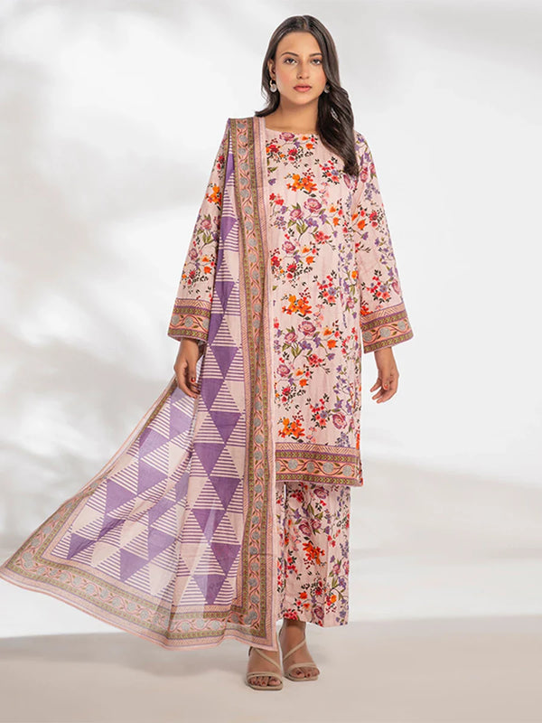 3pc Unstitched Printed Cambric Suit