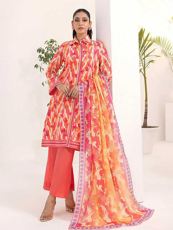 3PC Unstitched Lawn Printed  Suit