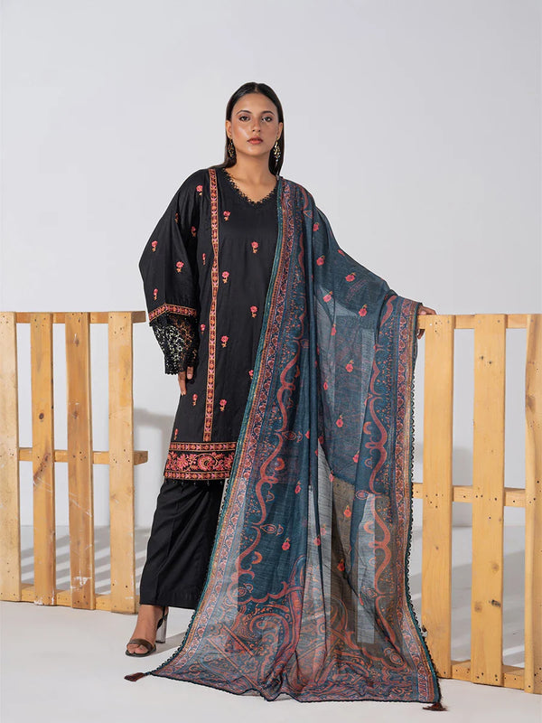 3PC EMBROIDERED LAWN SUIT (ALM035)
