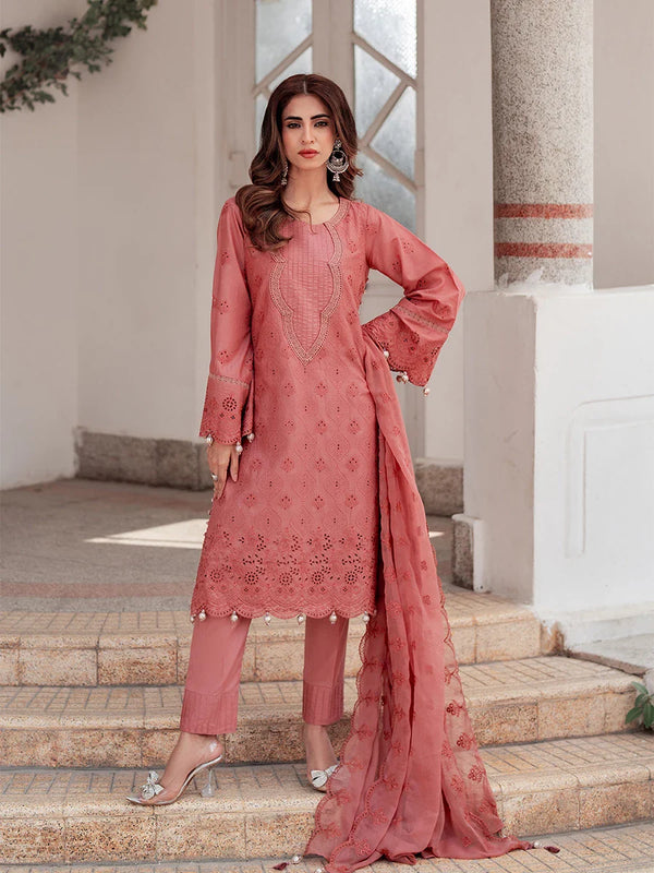 3Pc Unstitched Chikankari Embroidered Lawn Suit (CK026)