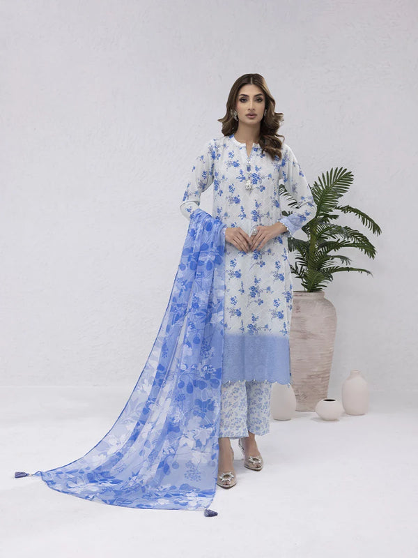 3PC UNSTITCHED PRINTKARI EMBROIDERED SUIT