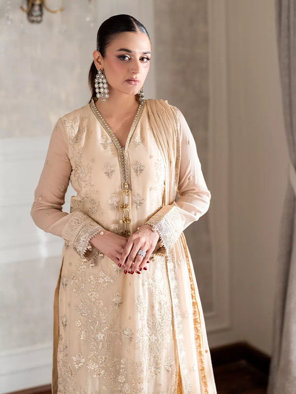 3PC Unstitched Chiffon Embroidered Suit (CH060)