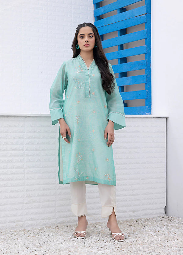 2PC STITCHED COTTON PAPER EMBROIDERED SUIT
