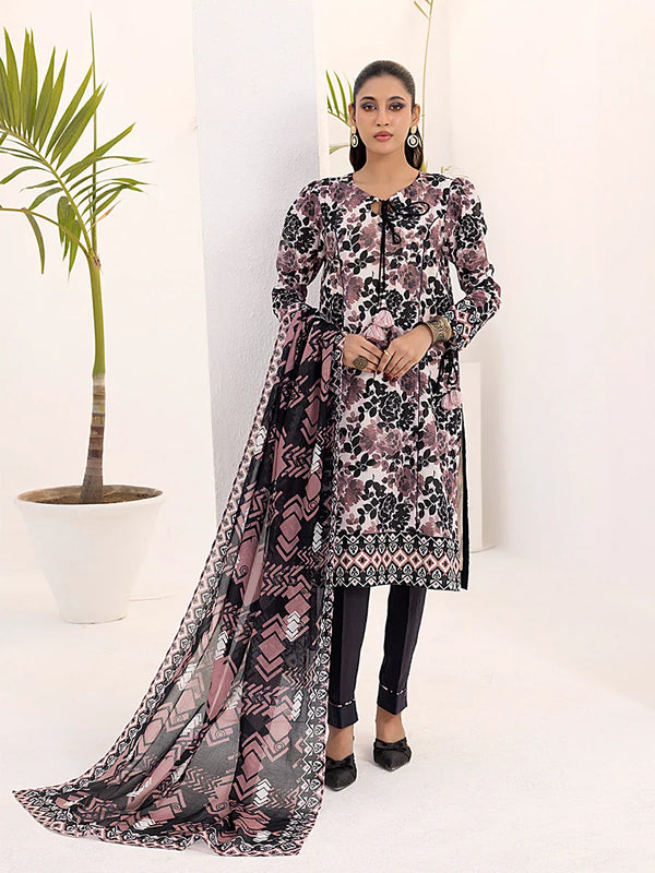 3PC Unstitched Lawn Printed  Suit