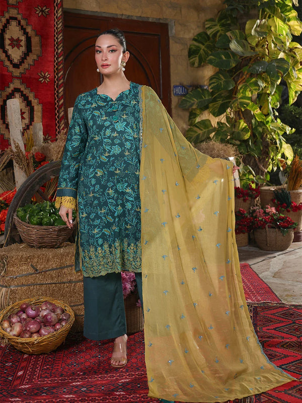 TROPICAL 3PC UNSTITCHED EMBROIDERED CAMBRIC SUIT