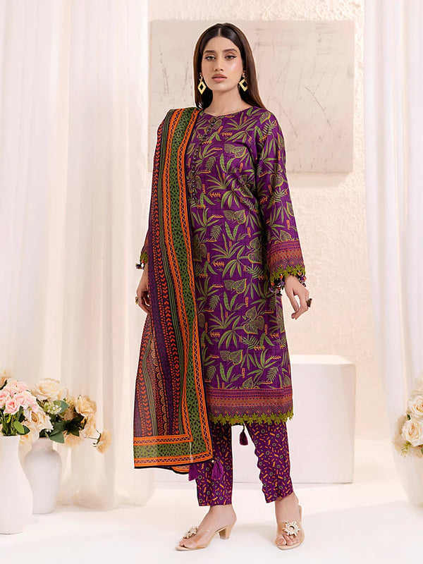 3PC Unstitched Lawn Silk Printed Suit (ASI138)