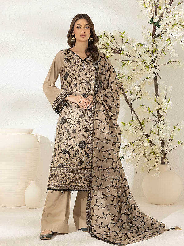 3PC Unstitched Lawn Embroidered Suit (UNS7MI097)
