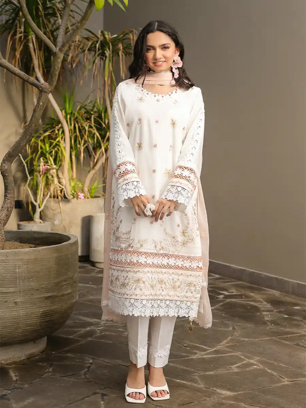 3PC Unstitched Embroidered Lawn Suit (ALM070)