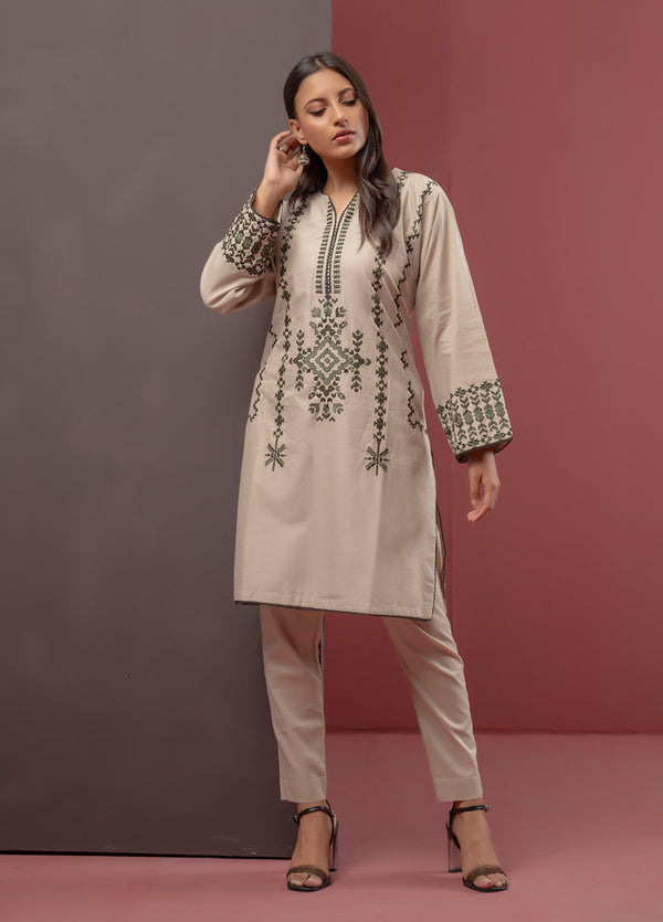 2pc -Stitched Basic Signature Embroidered Cambric Suit