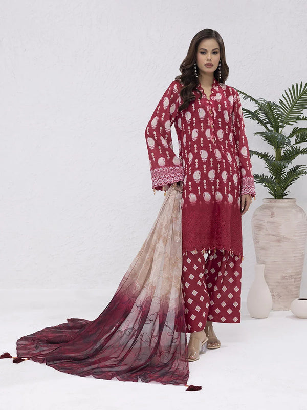 3PC UNSTITCHED PRINTKARI EMBROIDERED SUIT