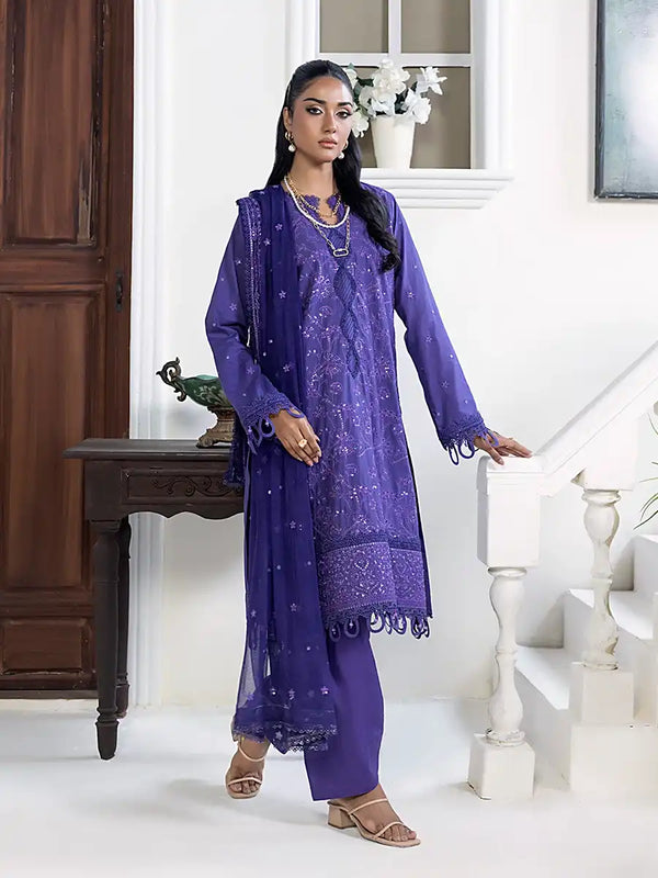 3PC Unstitched Embroidered Lawn Suit (P100)