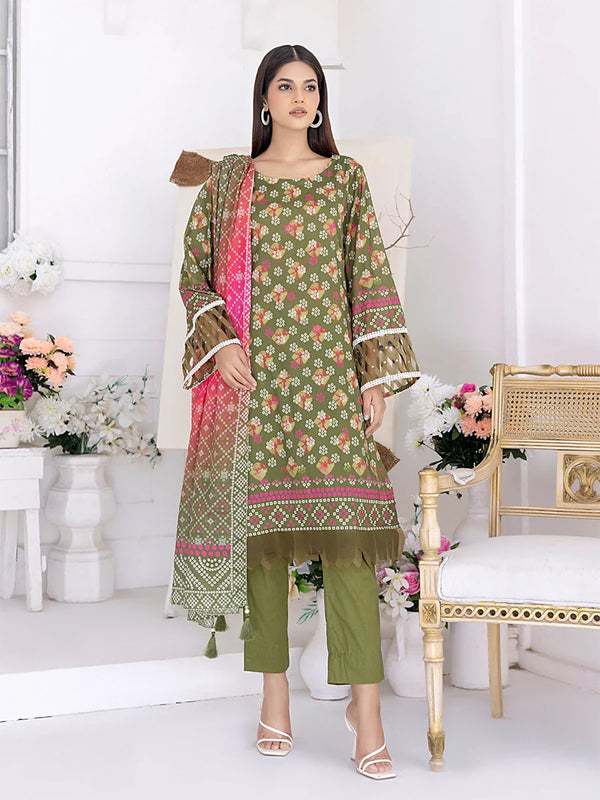 3Pc Chunri Unstitched Lawn Printed Suit (SSW6U3P264)