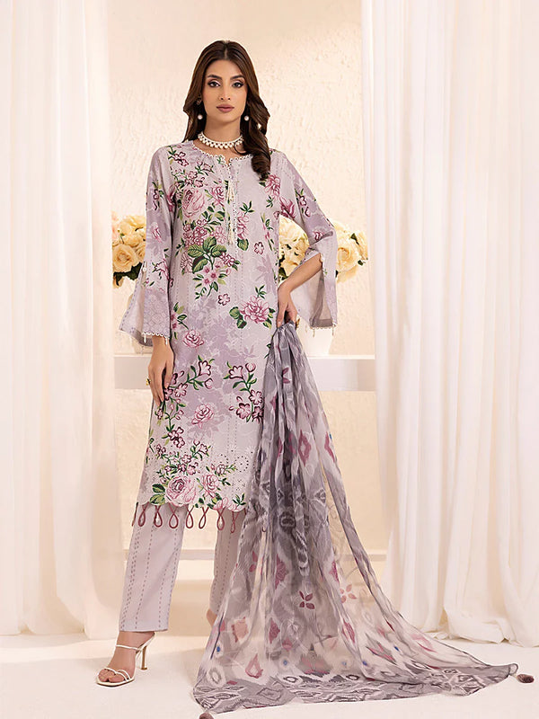 3PC UNSTITCHED PRINTKARI EMBROIDERED SUIT (CK015)