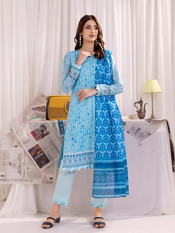 3PC Unstitched Lawn Printed  Suit