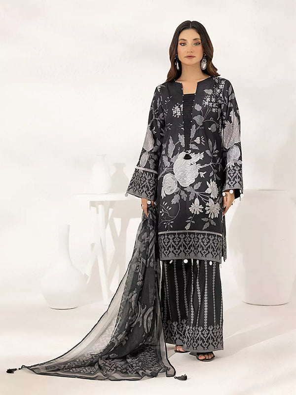 3PC Unstitched Printed Lawn Silk Suit (ASI296)