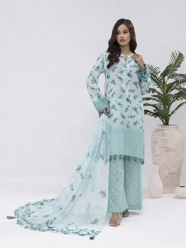 3PC UNSTITCHED PRINTKARI EMBROIDERED SUIT