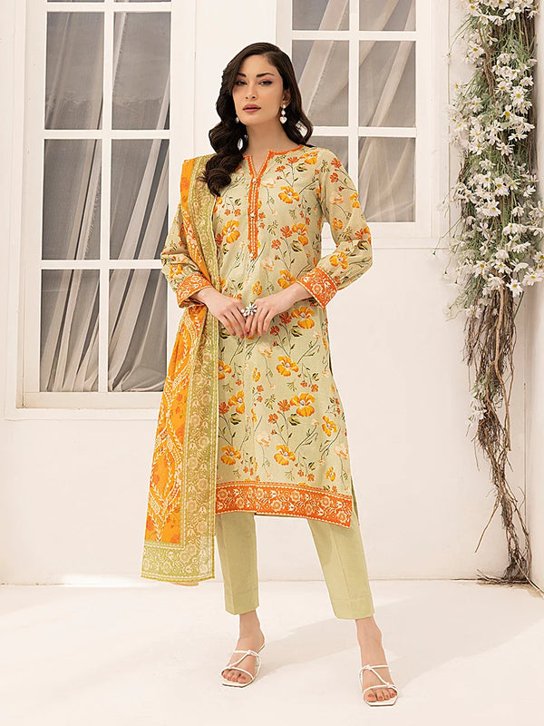 3PC Unstitched Printed Lawn Suit