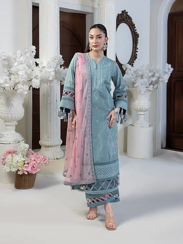 3PC Unstitched Embroidered Lawn Suit (P097)