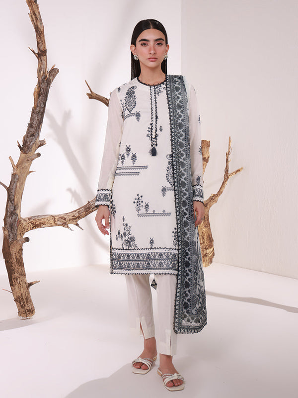 MONOCHROME EMBROIDERED LAWN SUIT