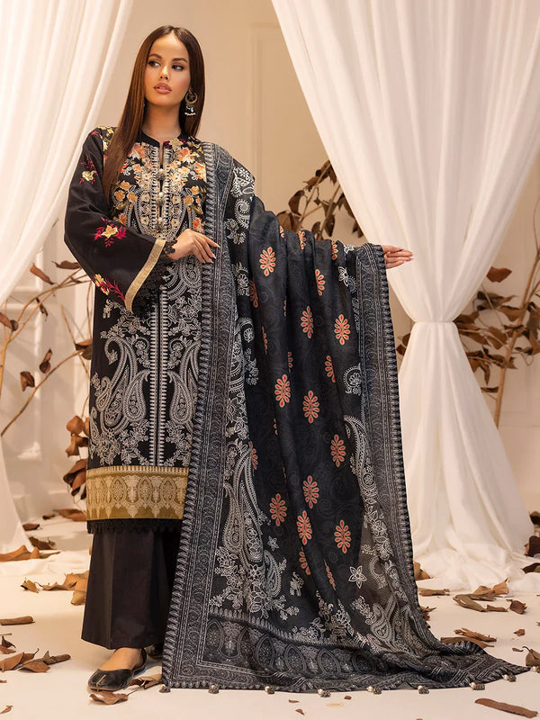 3PC UNSTITCHED LUXURY KHADDAR EMBROIDERED SUIT