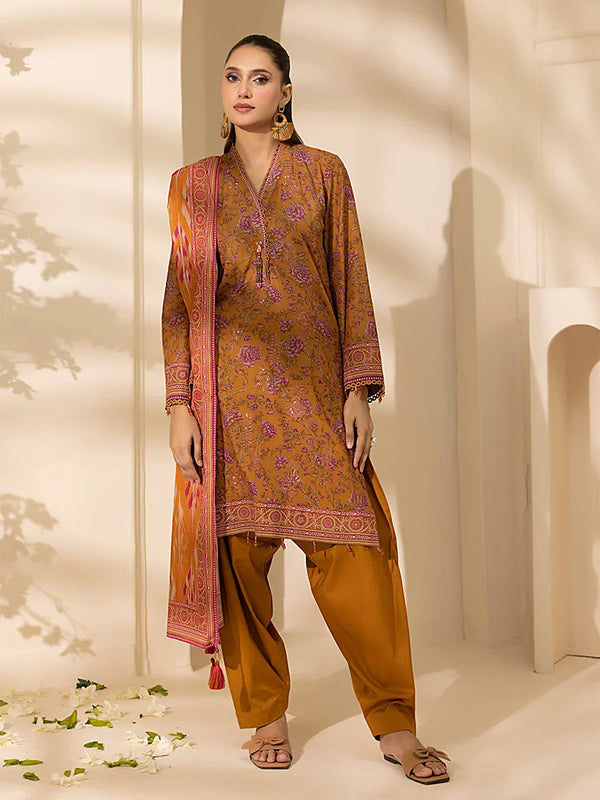 3PC Unstitched Embroidered Lawn Suit (P362)