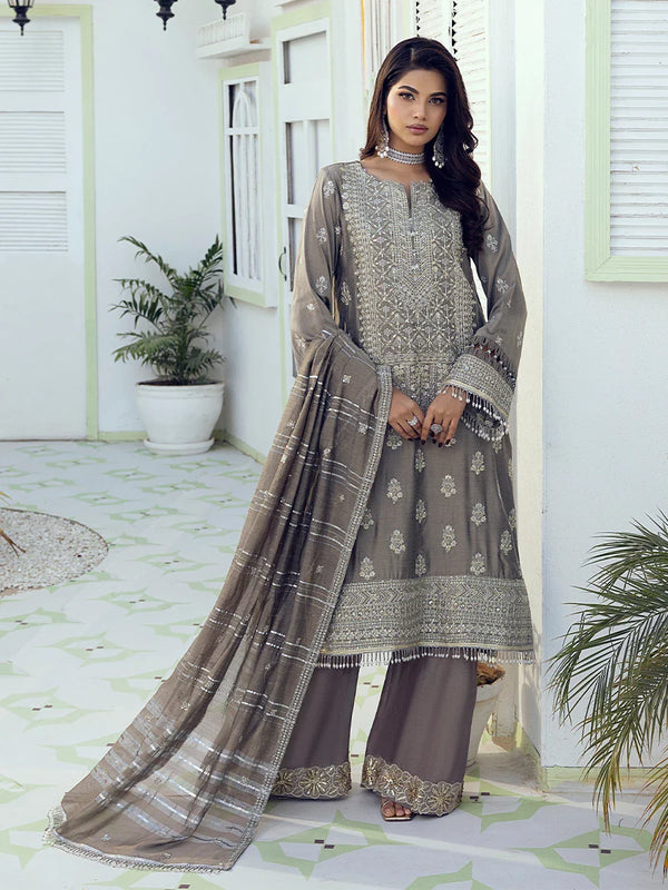 3PC Unstitched Festive Embroidered Suit (NO009)