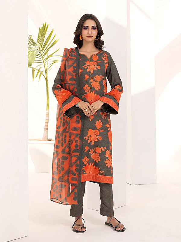 3PC Unstitched Printed Lawn Silk Suit (ASI094)