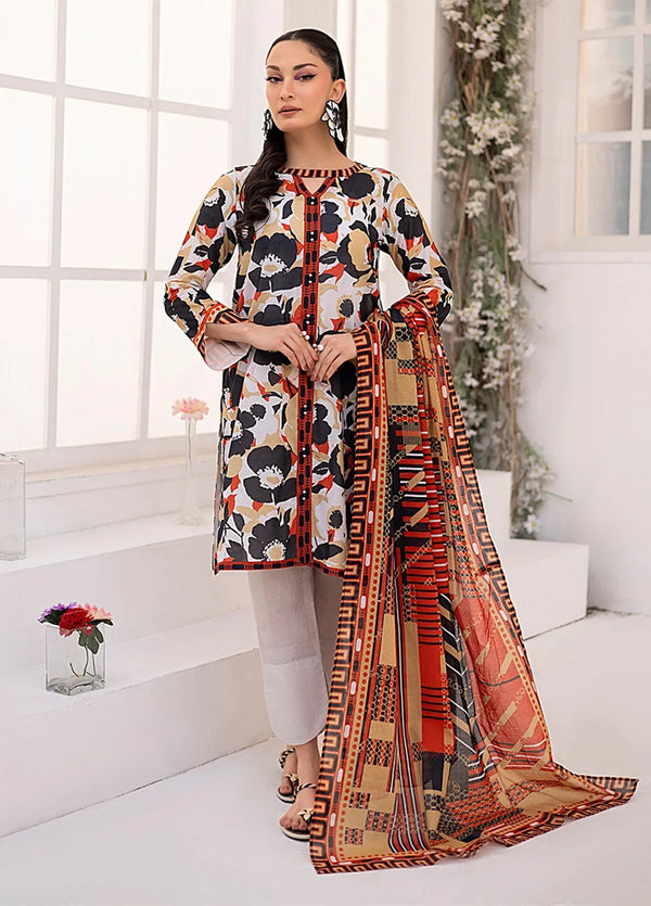 3PC Unstitched Printed Lawn Suit