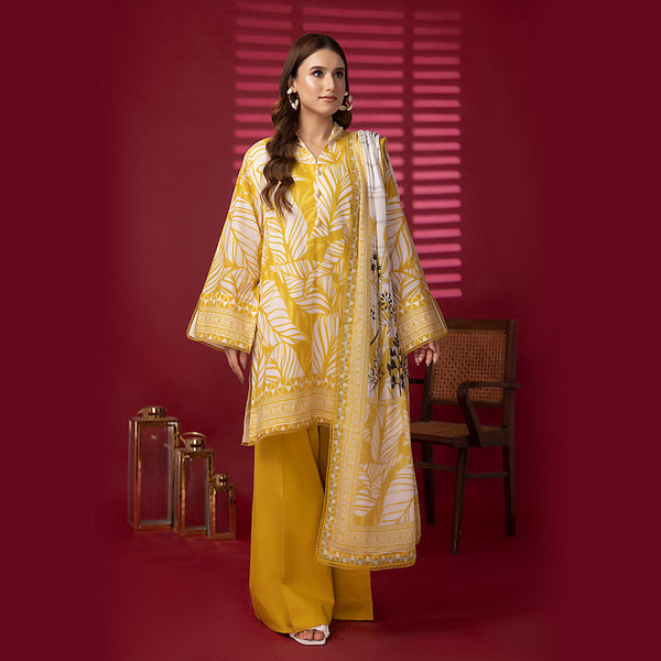3pc Unstitched Printed Lawn Suit