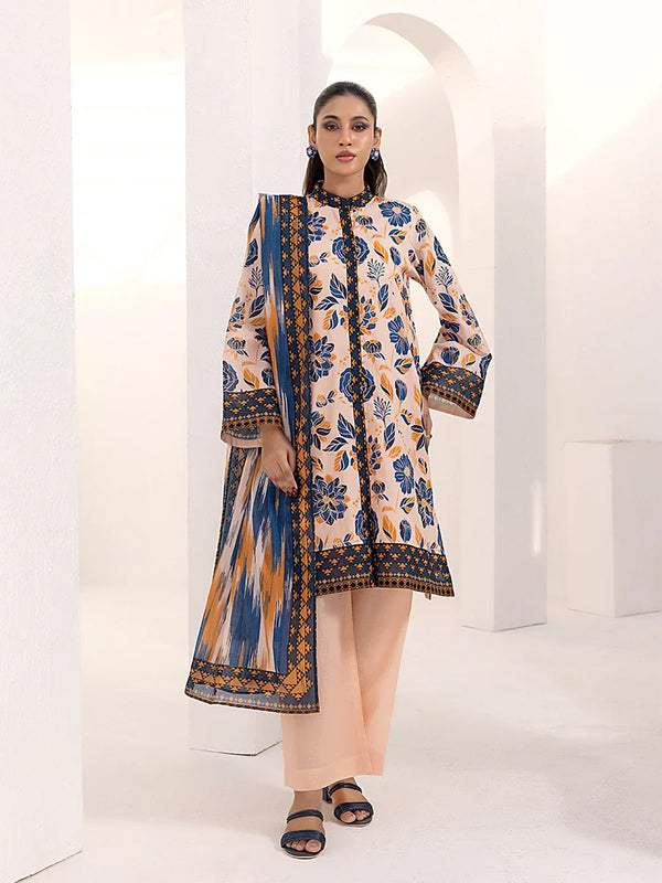 3PC Unstitched Lawn Printed  Suit